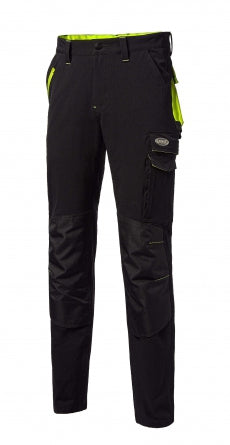 Pantalone LOGICA CICLONE5 Super Stretch, idrorepellente, elastico, traspirante, nero-giallo fluo